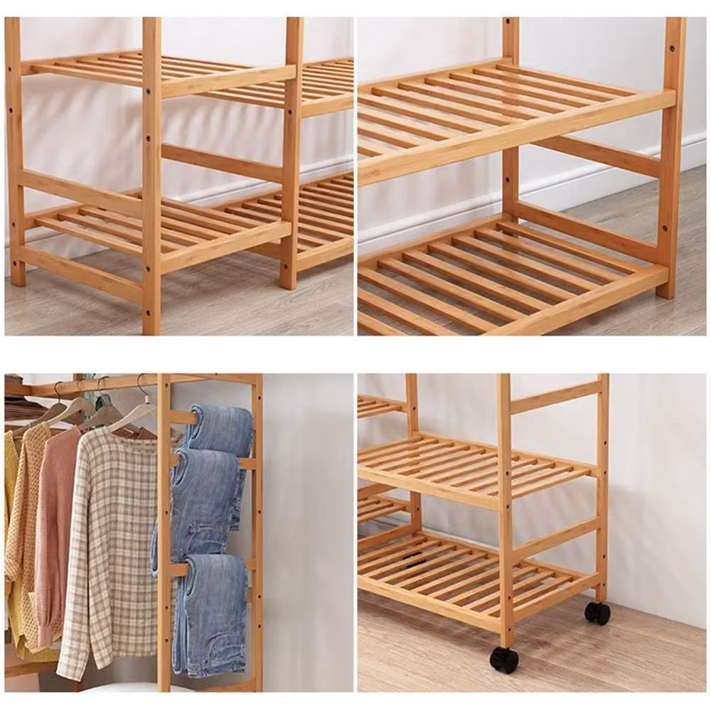 SPETLEK Brown Bamboo Clothes Rail Garment Rack – 3