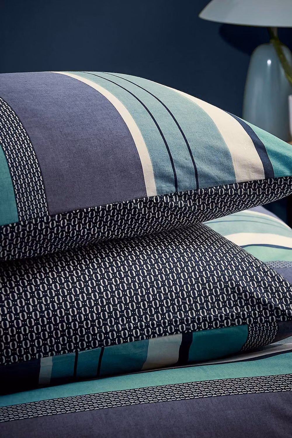 Helena Springfield Horizon Stripe Reversible Cotton Duvet Cover and Pillowcase Set in Blue, W: 140 cm, H: 200 cm – 5