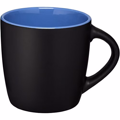 Bullet Riviera Ceramic Mug in Solid Black and Blue, W: 8.4 cm, H: 8.8 cm