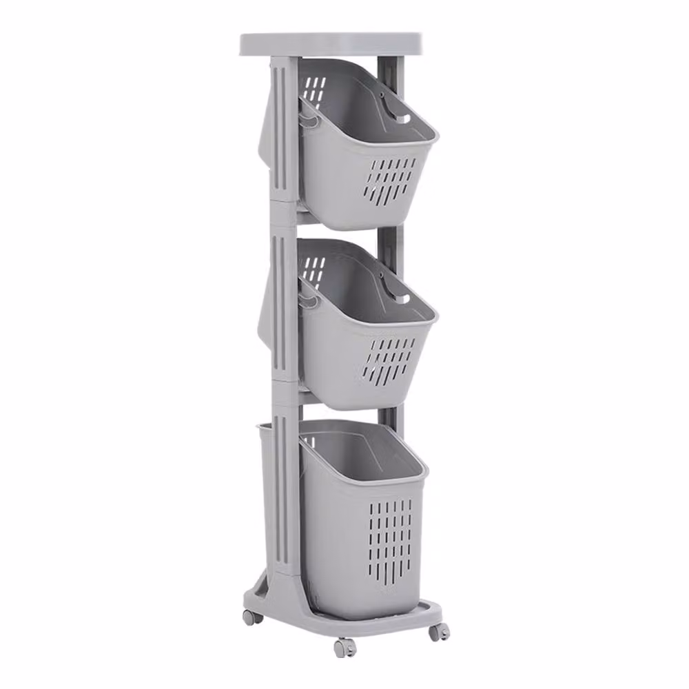 ExtraStar 4-Tier Rolling Laundry Organizer with 3 Removable Baskets in Grey – 2