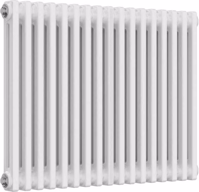 Bathroom Kingdom Colona White Double Column Horizontal Traditional Wall Hung Steel Radiator W: 600 mm, H: 785 mm