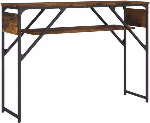 Berkfield Home Console Table with Shelf in Smoked Oak Brown, W/D/H: 105 x 30 x 75 cm – 1