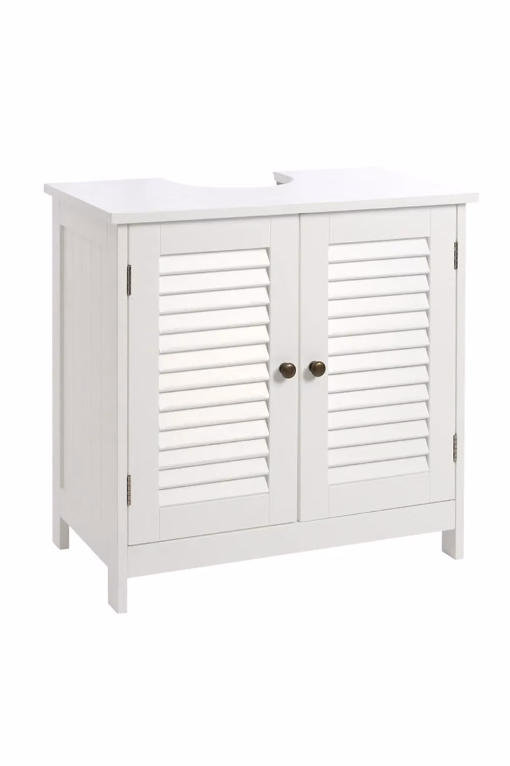 Living and Home White Matt Freestanding Under Sink Bathroom Cabinet with Roll Shutter Doors – 2