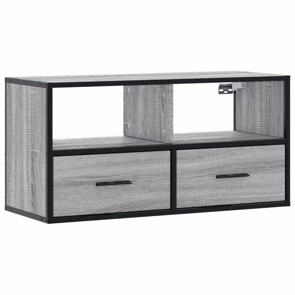 Berkfield Home Grey Sonoma TV Cabinet in Engineered Wood and Metal, W/D/H: 80 x 31 x 39.5 cm – 3