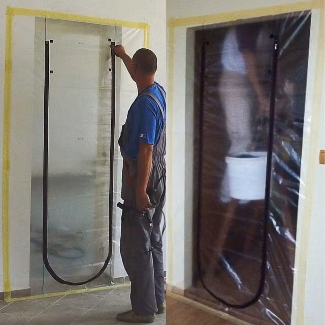 True Products Dust Stop U-Shaped Zip Door Kit with Black Zip and Transparent Polythene Construction Film