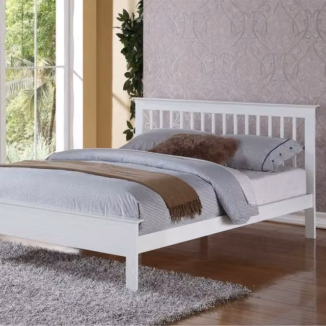 Flintshire Furniture Pentre Classic Small Double Bed in White, 120 x 200 cm