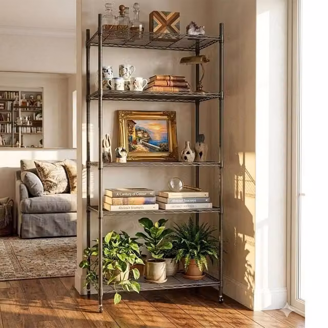 KORVIXA 5 Tier Metal Storage Shelf in Black, W/D/H: 90.7 x 35.5 x 180 cm – 1