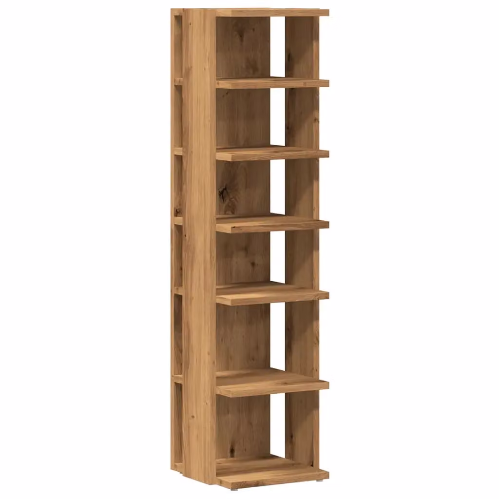 Berkfield Home Artisan Oak Shoe Cabinet in Brown, W/D/H: 28 x 27 x 102 cm – 2