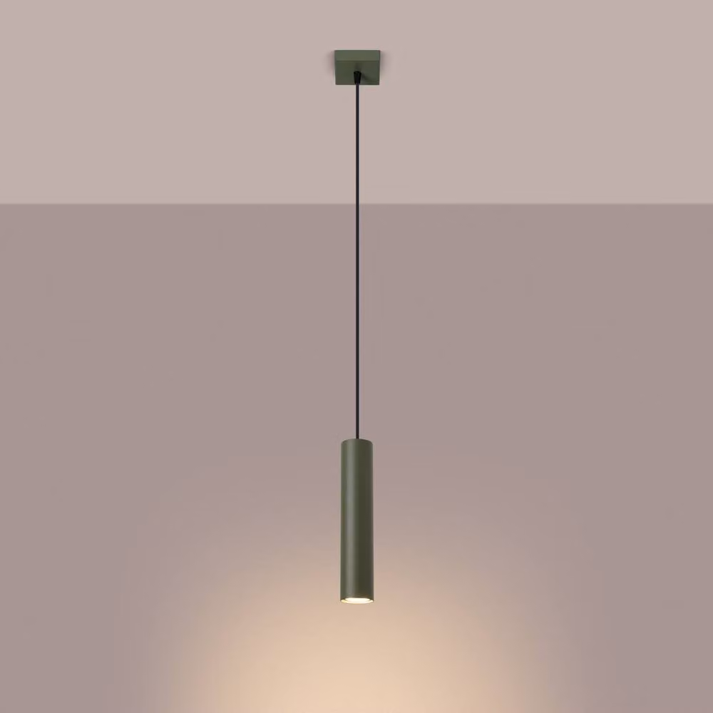 Sollux Lighting Lagos 1 Cylinder Pendant Lamp, Green, H 118.03 x W 8 x D 8 cm – 3