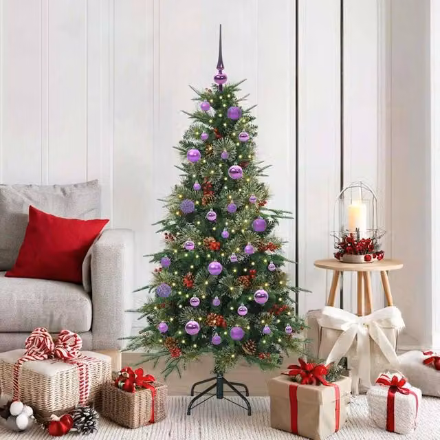 Berkfield Home Green Artificial Hinged Christmas Tree, Height: 150 cm