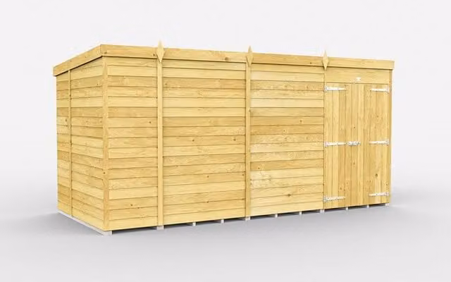 Buttercup Farm Brown Pent Shed with Double Doors and No Window, L178 x W387 x H201 cm – 1