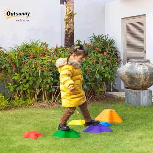 Outsunny 6-Piece Multicolour Plastic Balance Stepping Stones for Kids – 2