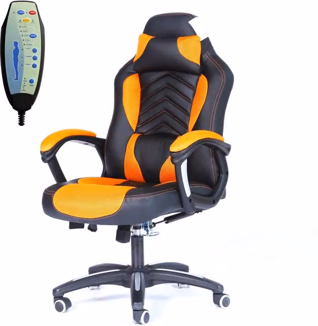 WestWood Heated Massage Office Recliner Chair in Orange and Black