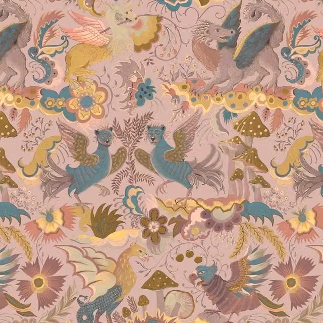 House of Hackney Phantasia Tourmaline Floral and Botanical Wallpaper in Pink and Multicolour