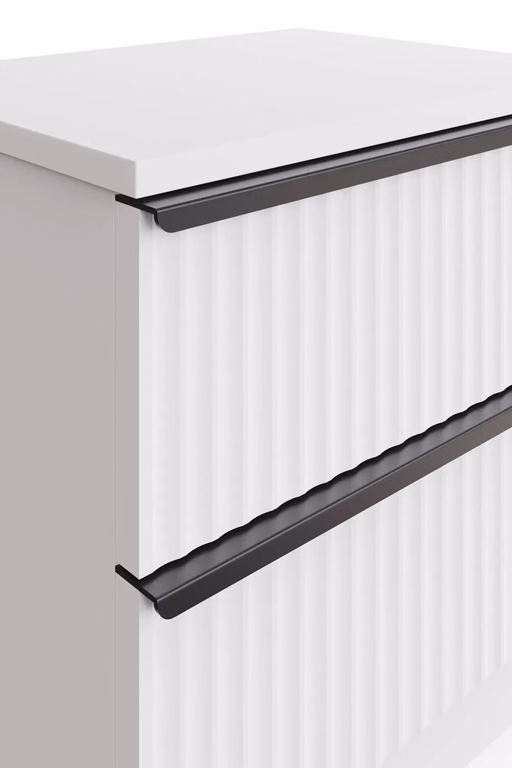 FWStyle Fluted 2 Drawer Bedside Table in Matt White – 2