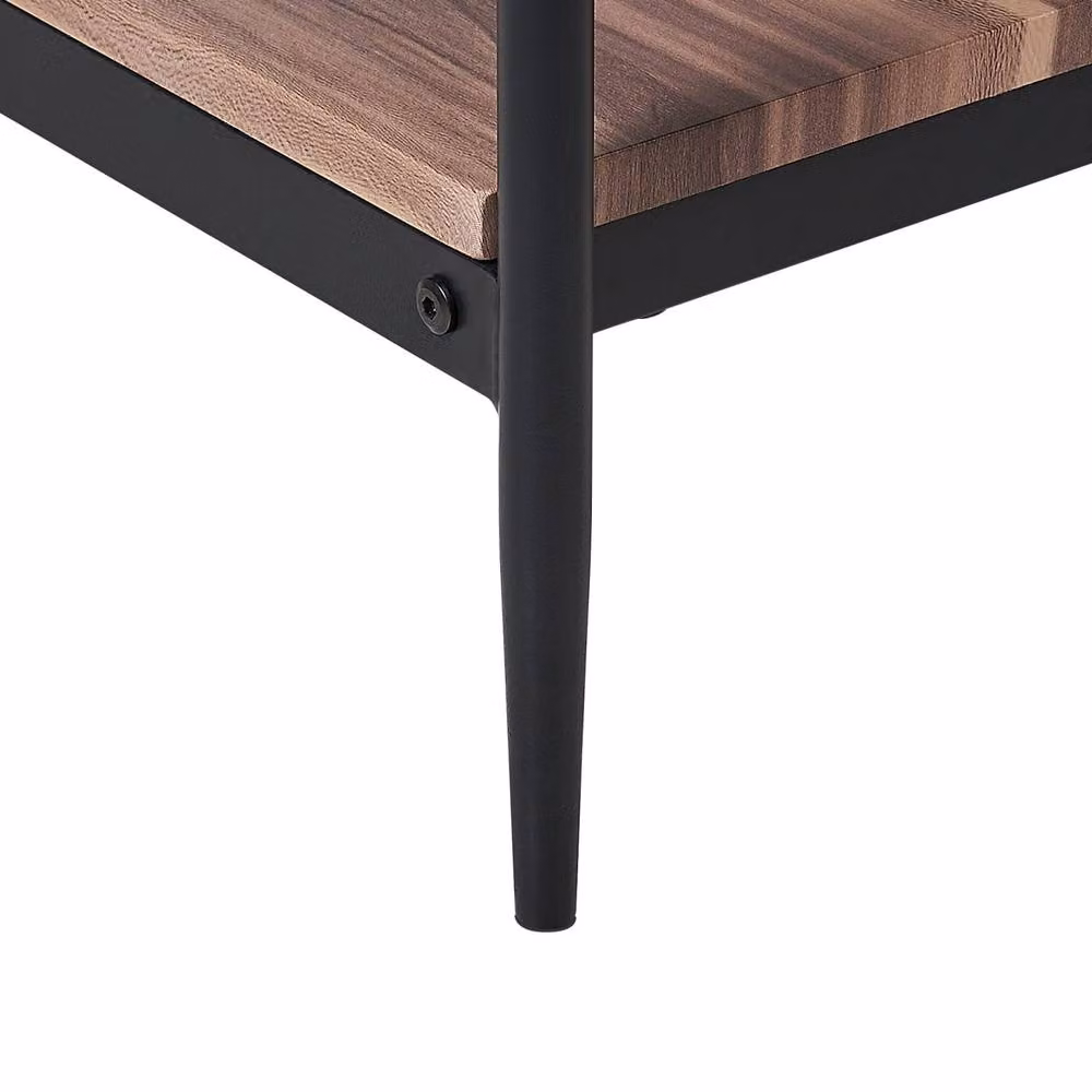 Wyld and Coco Home Industrial 2-Tier Coffee Table in Dark Brown Wood and Black Metal, W/D/H: 100 x 52 x 45 cm – 5