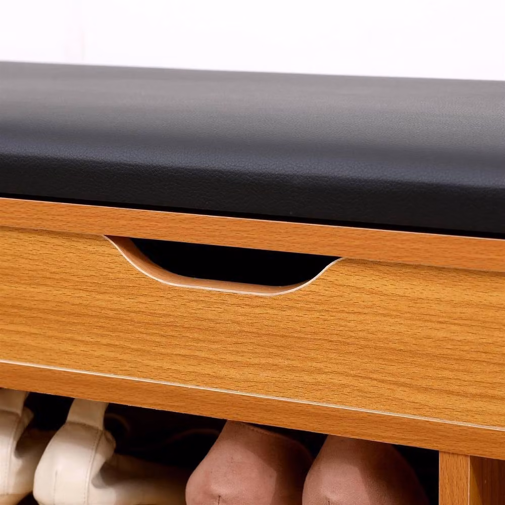 SPETLEK Brown Wooden Shoe Bench and Hallway Rack – 3