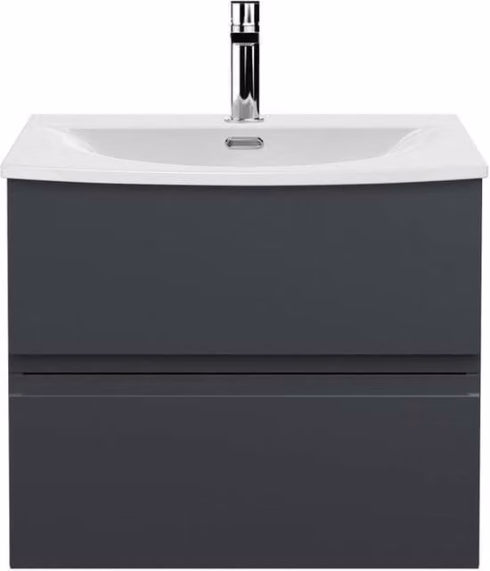 Balterley Mavesyn 2 Drawer Wall Hung Vanity Basin Unit, Grey, W: 60 cm, D: 50 cm