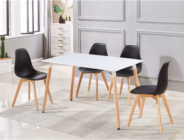 Life Interiors Rico Halo Dining Set with Rectangular Table and 4 Black Chairs