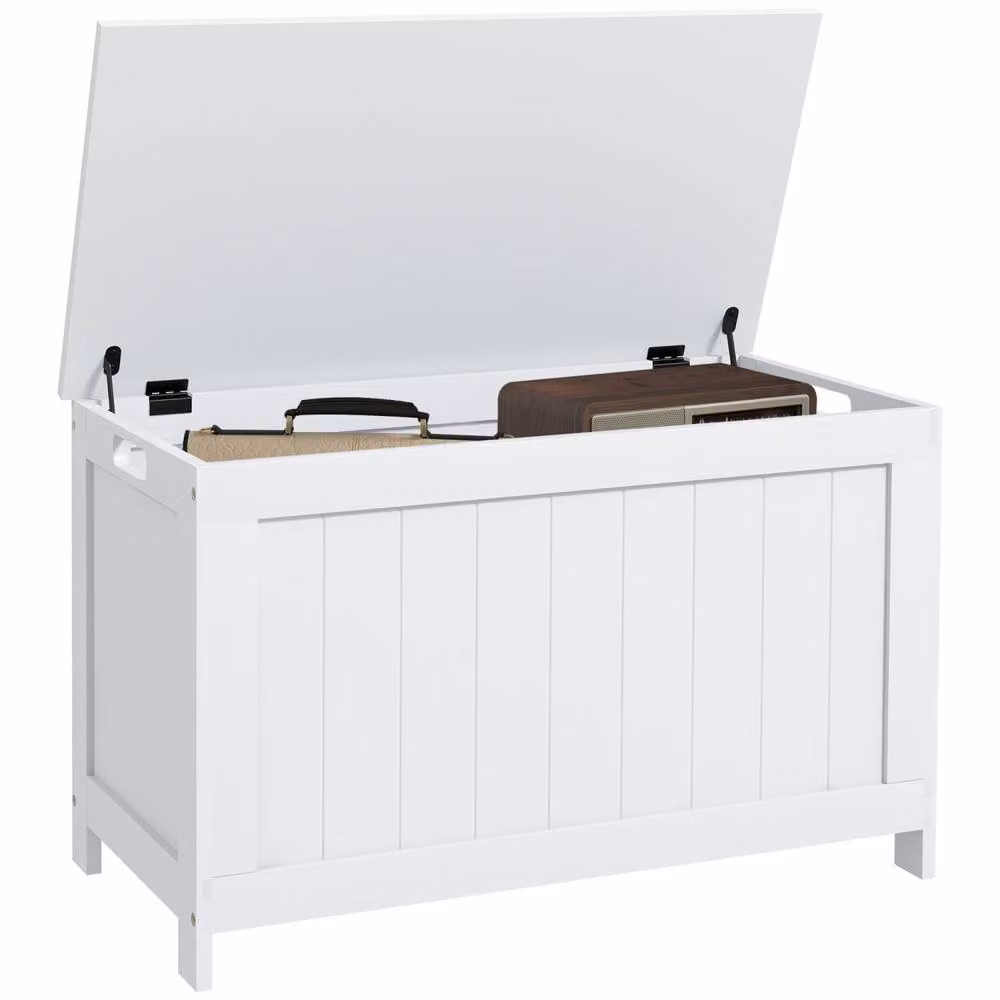 Wyld Haus Halumo White Wooden Panelled Blanket Storage Chest W/D/H: 40 x 48 x 40 cm – 2