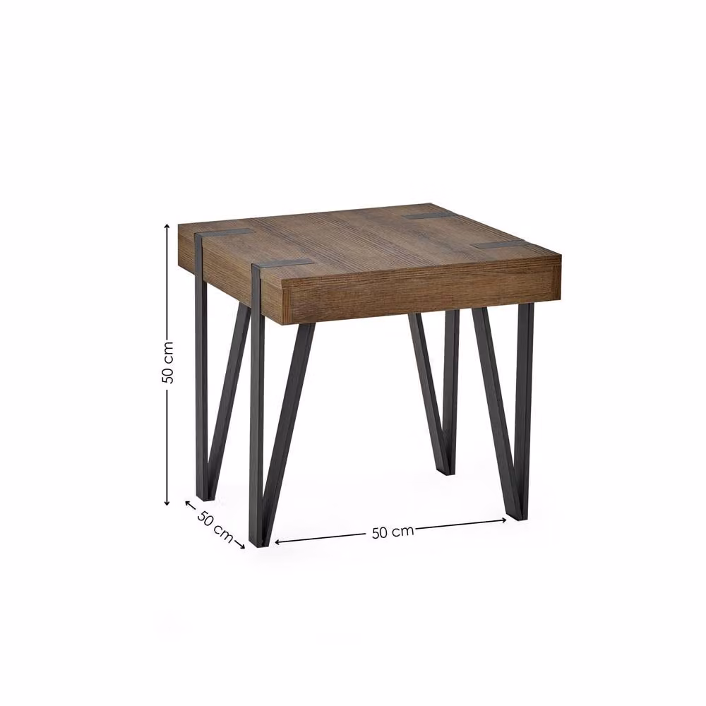 Cheshire Tallis Industrial Square Side Table in Brown and Black, W/D/H: 50 x 50 x 50 cm – 7