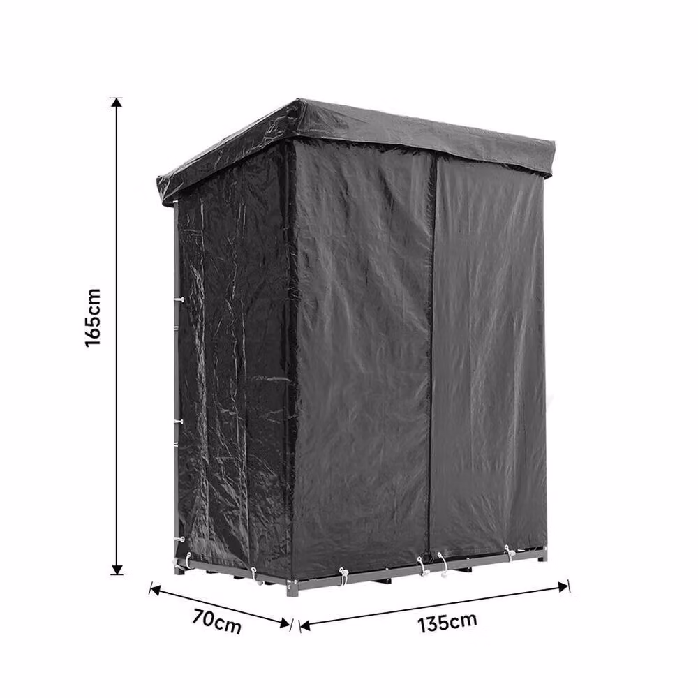 FORGEVIO Black Steel Outdoor Storage Shed, W/D/H: 135 x 70 x 165 cm – 1