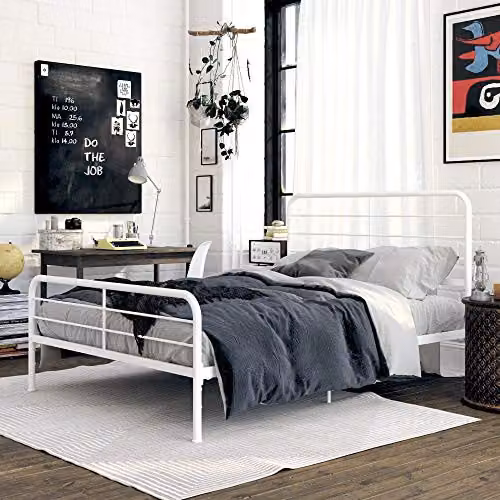 DHP Millie Metal Double Bed in White