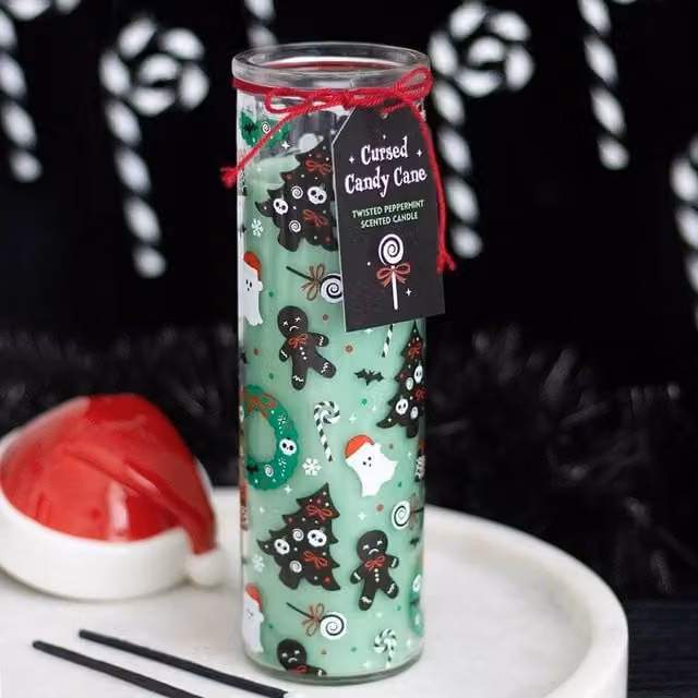 Uniqueful Merry Creepmas Cursed Candy Cane Tube Candle in Multicolour – 1