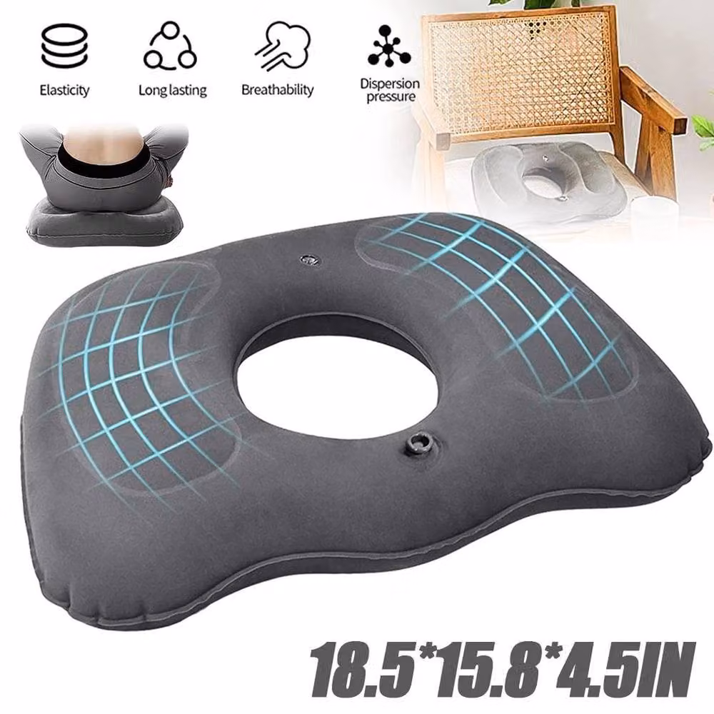 KORVIXA Grey Inflatable Coccyx Pain Relief Comfort Donut Ring Seat, W: 120 cm, D: 90 cm, H: 11 cm – 3