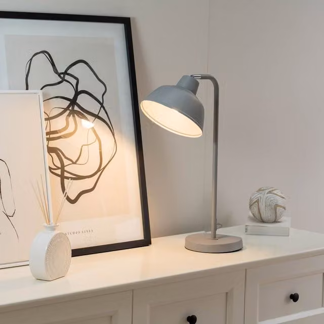 ValueLights Grey Metal Dome Desk Lamp for Task Lighting