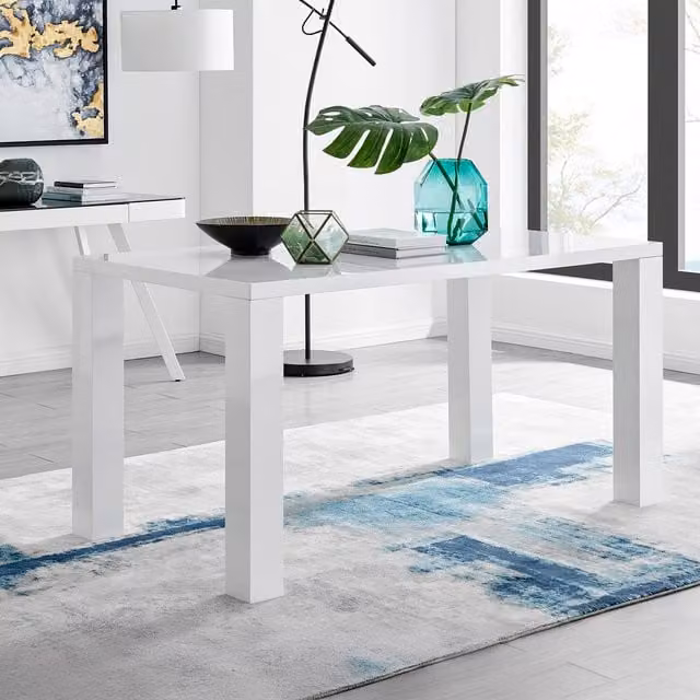 FurnitureboxUK Pivero Modern High Gloss Rectangular 6-Seater Dining Table in White, W: 150 cm, D: 80 cm, H: 75 cm – 1