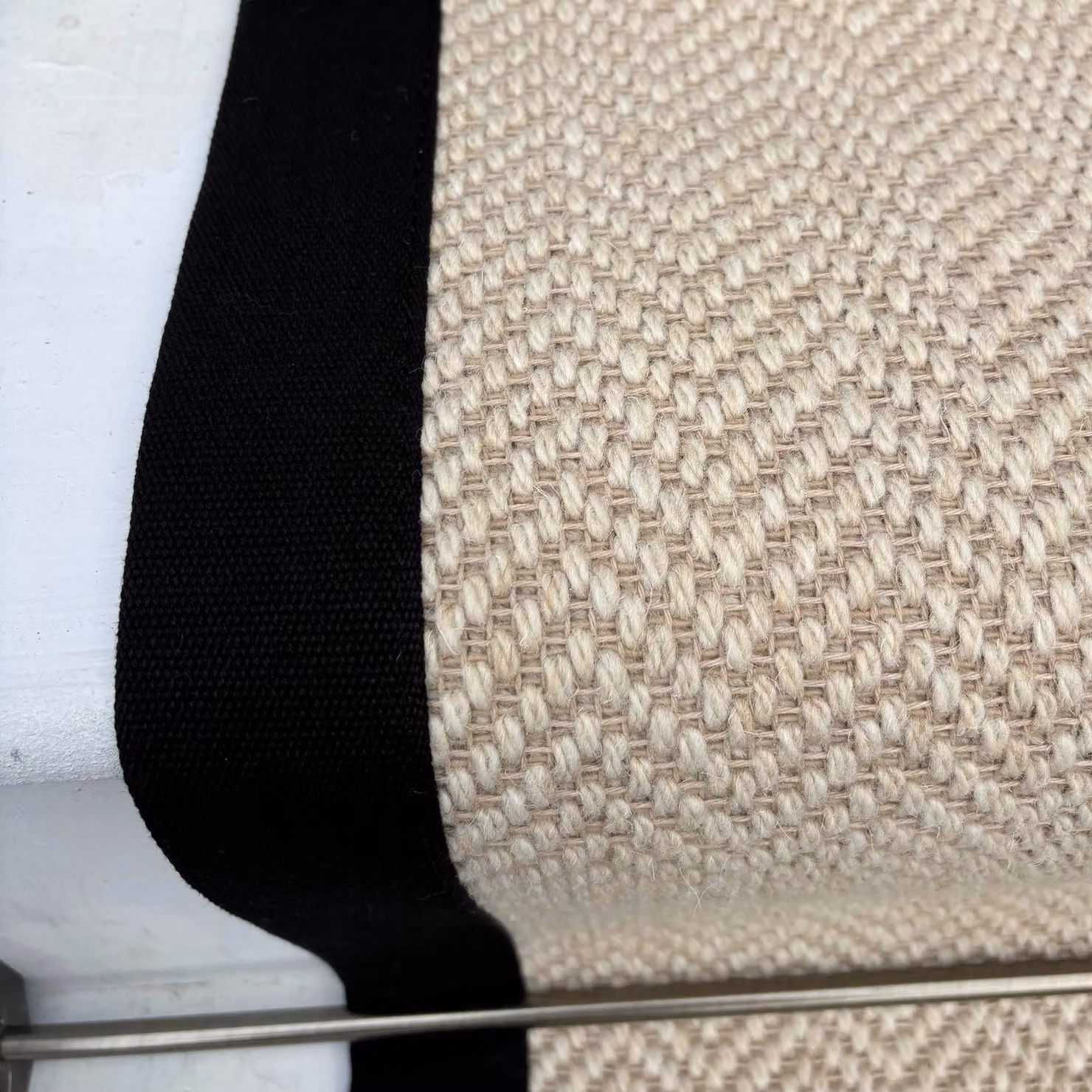 RainbowHome Herringbone Chalk Beige Wool Stair Runner with Black Cotton Border, W: 70 cm x L: 600 cm – 2