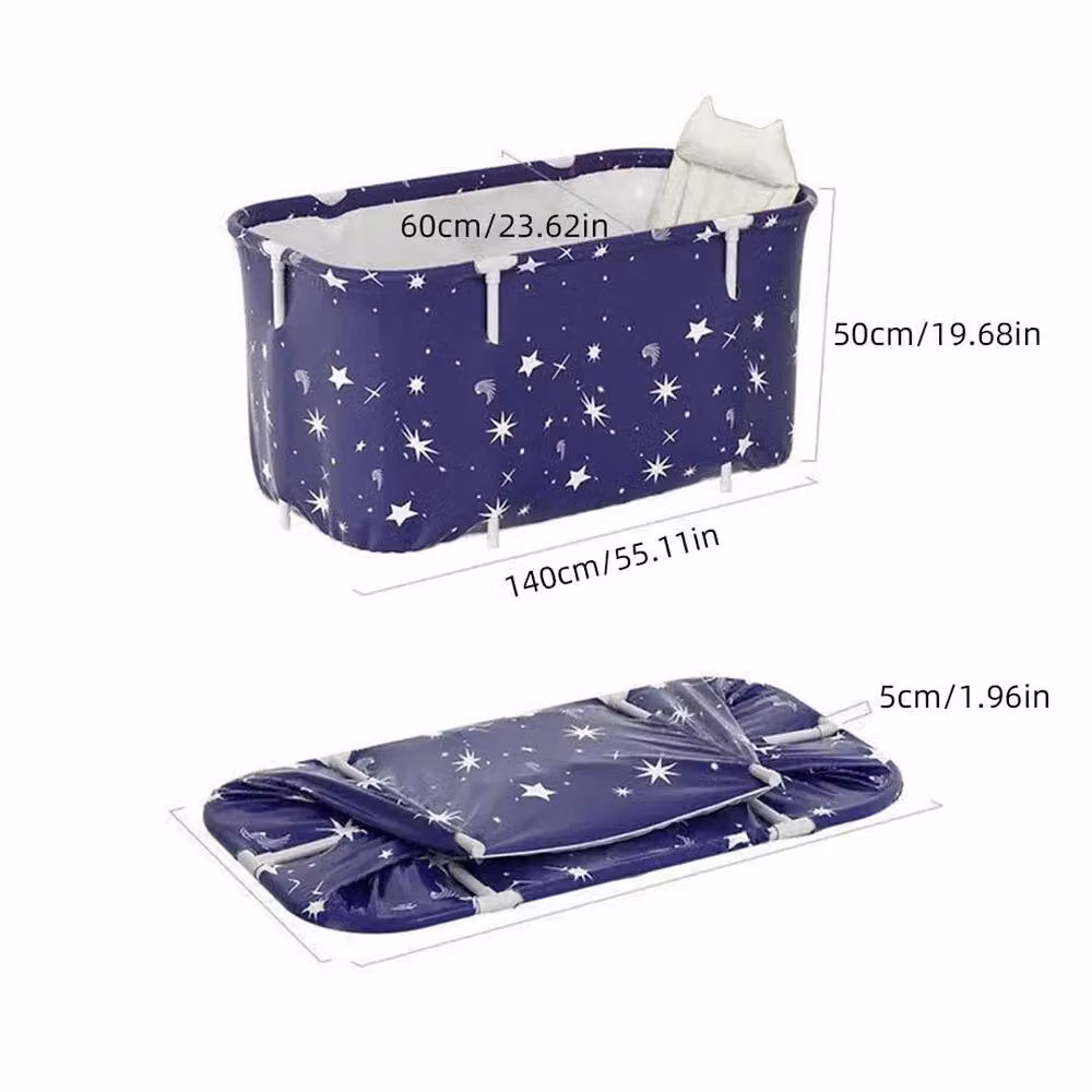 Kelvenix Folding Portable Bathtub in Dark Blue, W/D/H: 140 x 60 x 52 cm – 2