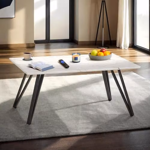 Seconique Marlow Rectangular Coffee Table in White and Black – 3