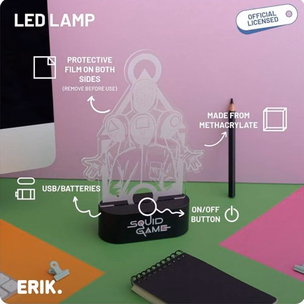 Grupo Erik Squid Game LED Desk Table Lamp in Black and Multicolour – 4