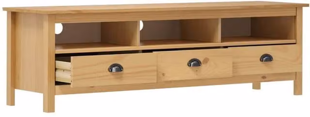 Berkfield Home Hill TV Cabinet in Honey Brown Solid Pine Wood, W/D/H: 158 x 40 x 47 cm