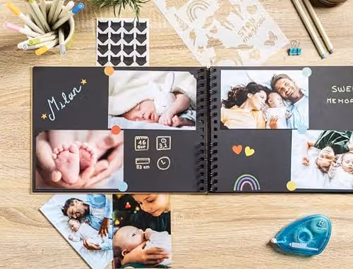 Exacompta SCRAP addict scrapbooking photo album with 70 black pages and 12 metallic ink markers – 4
