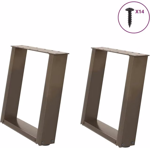 Berkfield Home U-Shaped Coffee Table Legs, 2 Pieces, Brown Steel, H: 50 cm x W: 42.5 cm x D: 42.5 cm