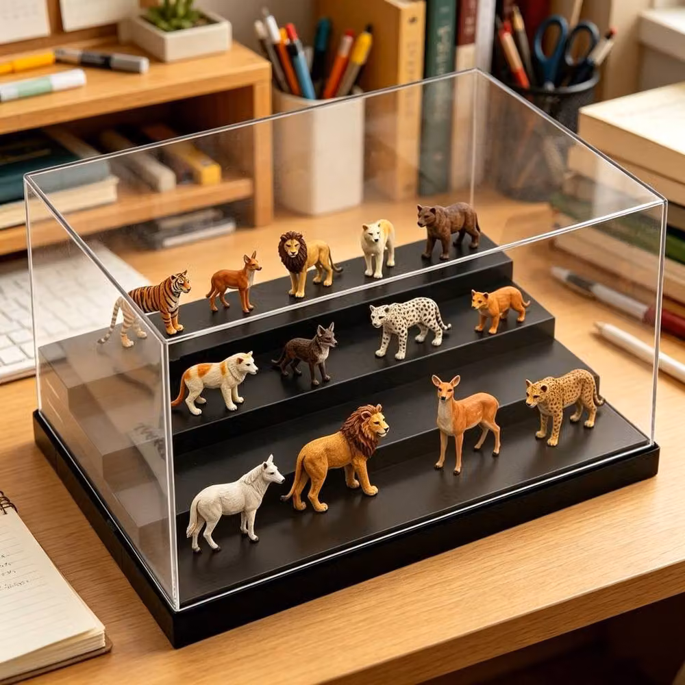 VOGREX Black and Transparent Acrylic Display Case Rectangular Dustproof Perspex Box for Figures – 3