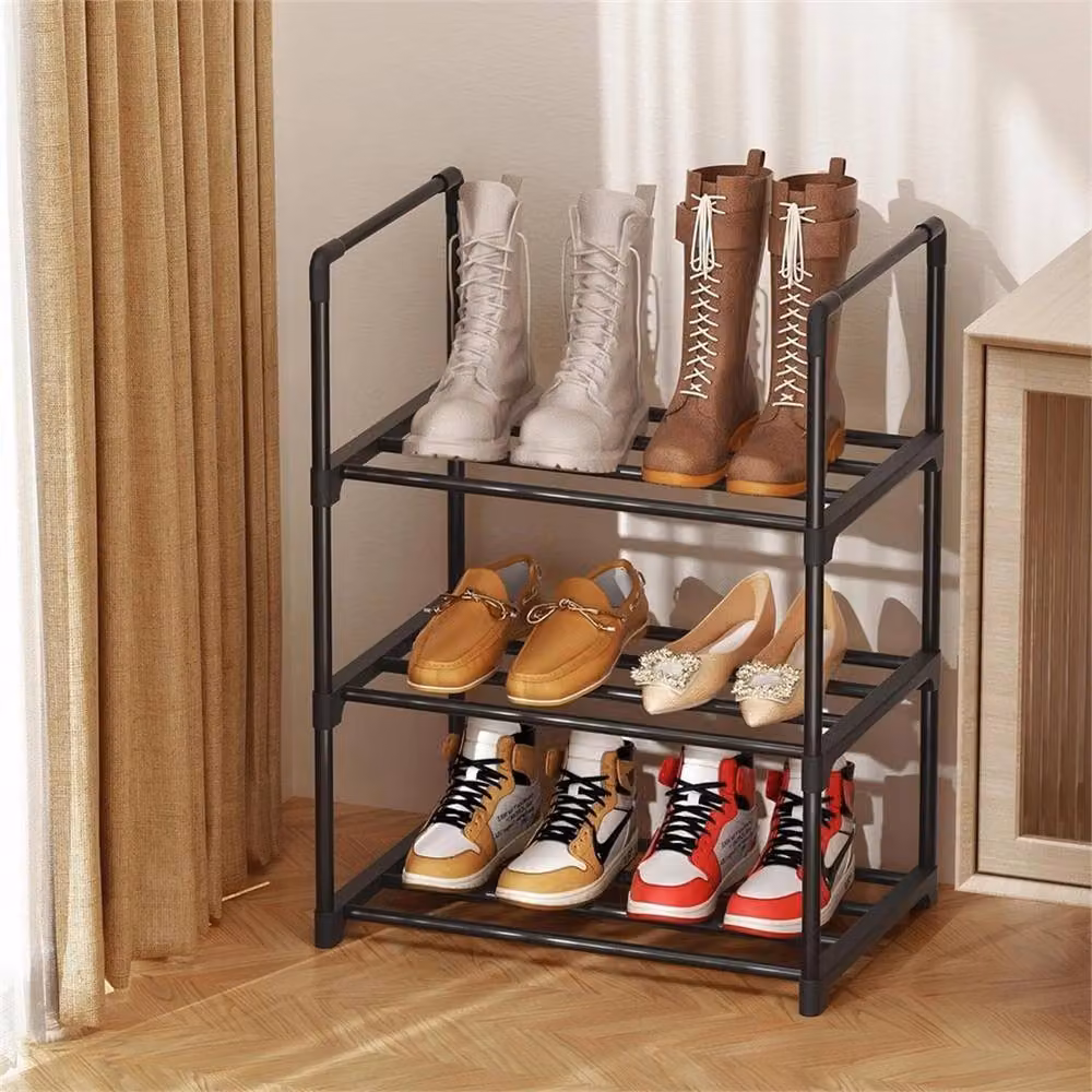 Nordara 3-Tier Metal Shoe Rack in Black, W/D/H: 55 x 43 x 30 cm – 4