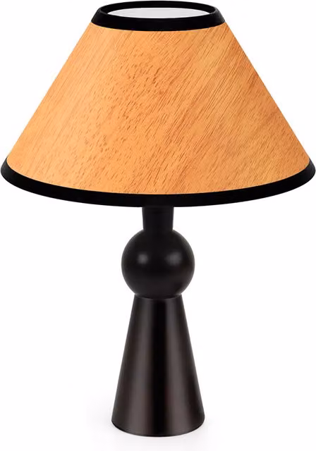 Livingandhome Minimalist Black Wooden Table Lamp with E27 Bulb Socket, H: 40.5 cm