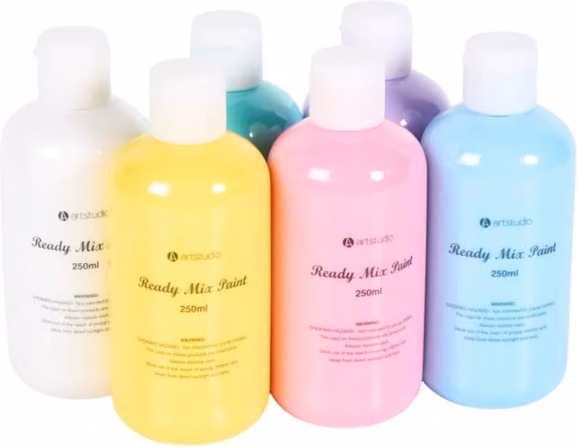 Art Studio Pack of 6 Pastel Ready Mix Paints in Blue and Multicolour