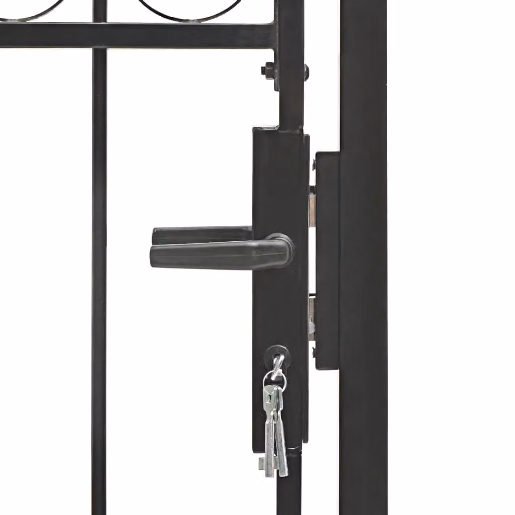 Berkfield Home Arched Top Steel Fence Gate, Black, W: 100 cm, H: 250 cm – 4