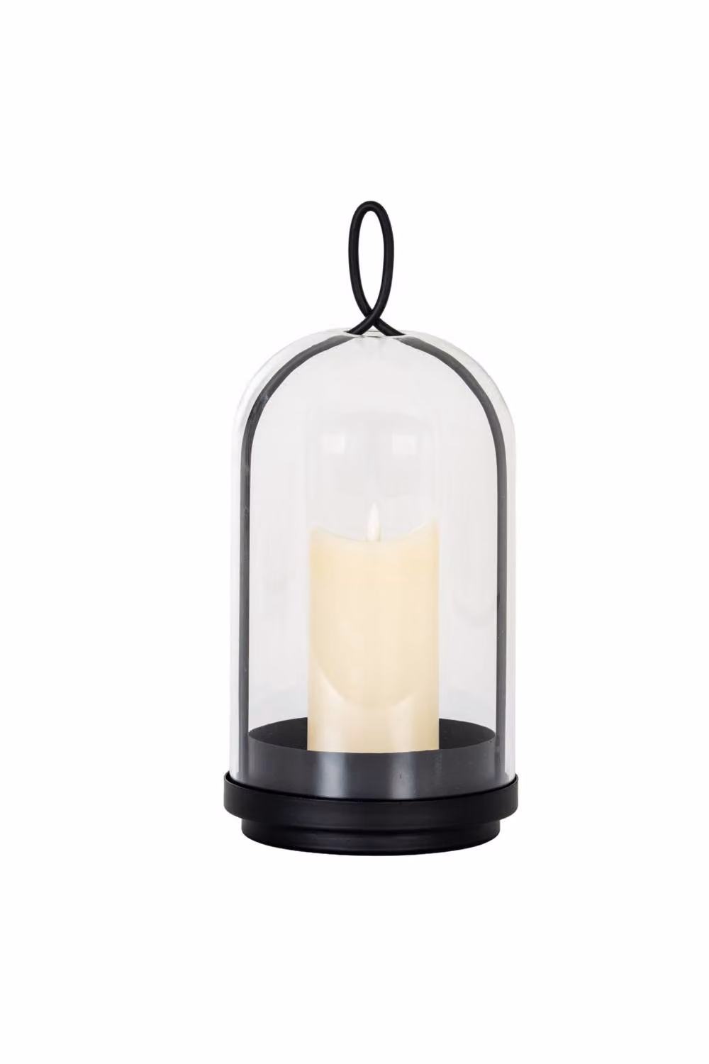 KDMD Nysa Large Black Pillar Candle Holder with Transparent Glass Cloche – 2