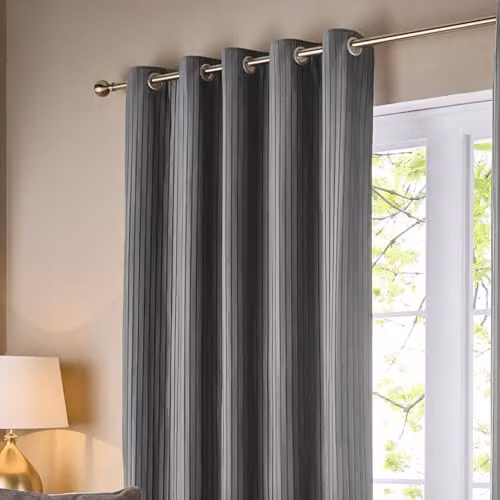 Paoletti Corinthian Velvet Eyelet Curtain Pair in Grey, W: 168 cm, H: 229 cm – 4