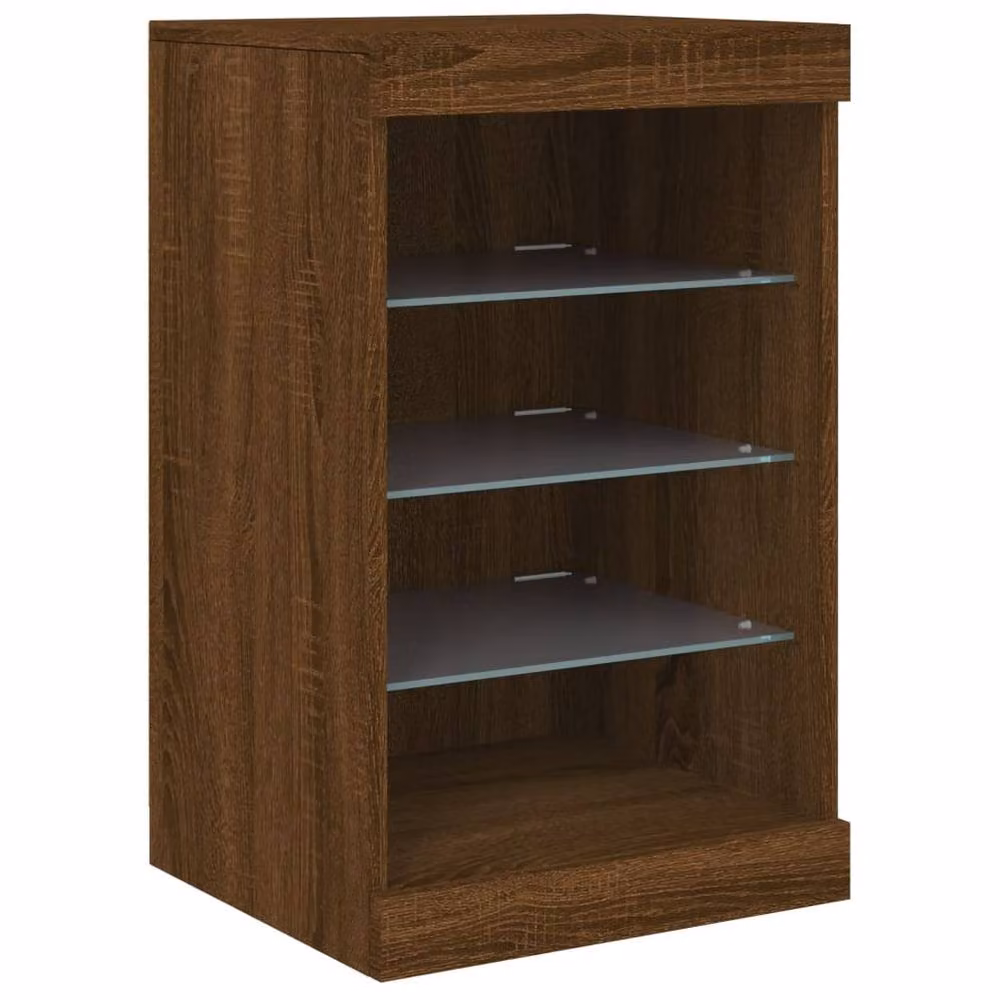 Berkfield Home Modern Brown Oak Sideboard with Integrated LED Lights W/D/H: 41 x 37 x 67 cm – 3