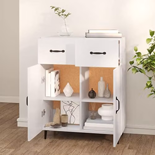 vidaXL Modern White Matt Sideboard in MDF, W/D/H: 69.5 x 34 x 90 cm – 2