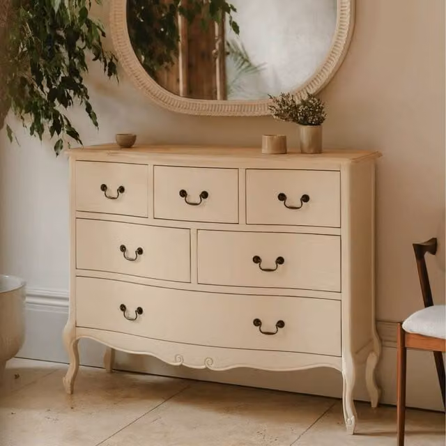 Statement Furniture Juliette Vintage Chic 6 Drawer Chest of Drawers in Ivory