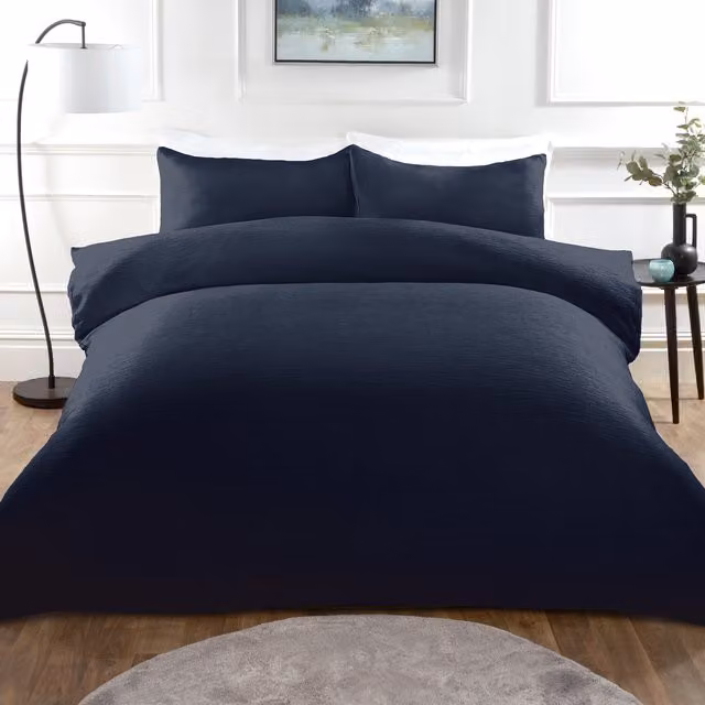 My Home Milan Textured Duvet Set in Blue, 140 x 200 cm