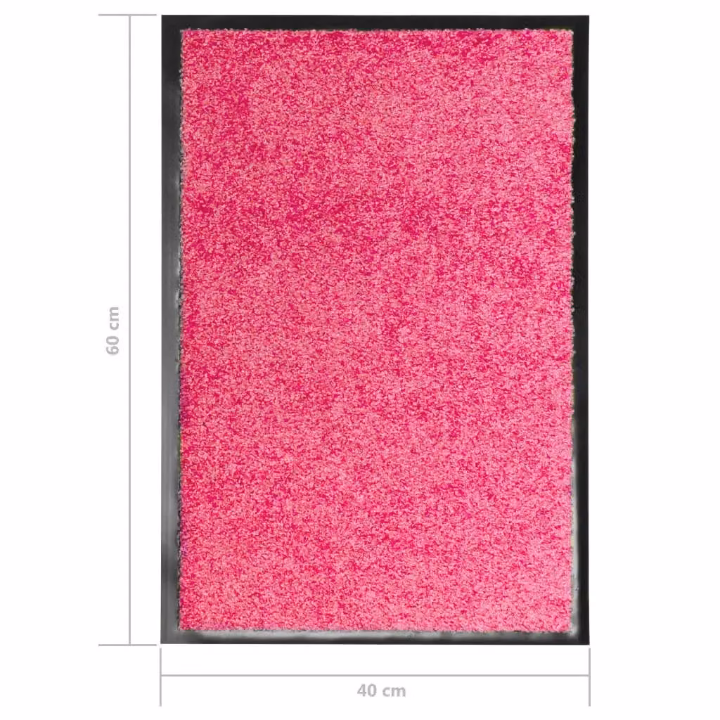 Berkfield Home Washable Non-Slip Pink Doormat W: 40 cm, D: 60 cm – 3